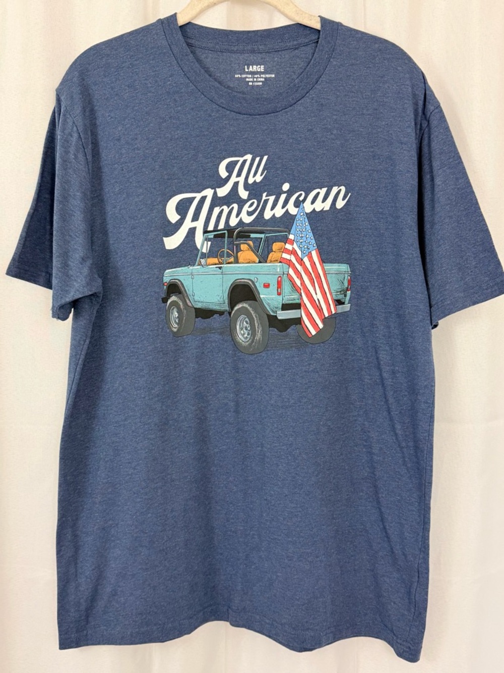 Men's Blue 'All American' Graphic Crew Neck Tee